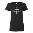thumbnail image 1 of Wild Bobby John 3:16 Cross Inspirational/Christian Women Graphic Tee, Black, Small, 1 of 5
