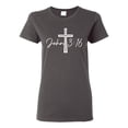 thumbnail image 1 of Wild Bobby John 3:16 Cross Inspirational/Christian Women Graphic Tee, Charcoal, Medium, 1 of 5