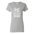thumbnail image 1 of Wild Bobby Just A Girl Who Loves Jesus Inspirational/Christian Women Graphic Tee, Heather Grey, 3X-Large, 1 of 5