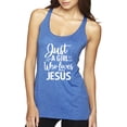 thumbnail image 1 of Wild Bobby Just A Girl Who Loves Jesus Inspirational/Christian Women Tri-Blend Racerback Tank Top, Vintage Royal, Large, 1 of 5