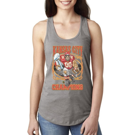 Wild Bobby, Kansas City 2020 World Champions KC Fantasy Football Fans ,Sports, Ladies Racerback Tank Top, Heather Grey, X-Large