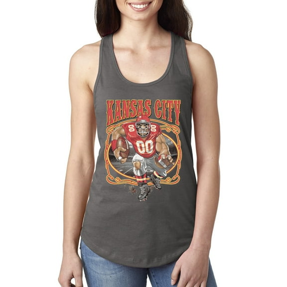 Wild Bobby,Kansas City Fan KC Fantasy Football Sports, Ladies Racerback Tank Top, Dark Grey, Large