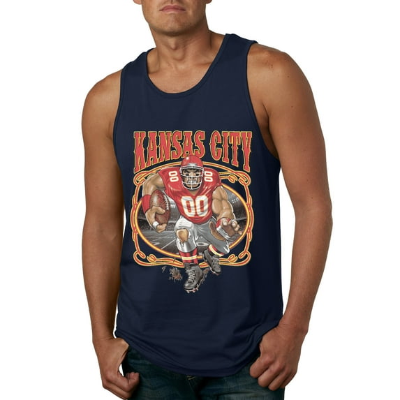 Wild Bobby,Kansas City Fan KC Fantasy Football Sports, Mens Graphic Tank Top, Navy, X-Large