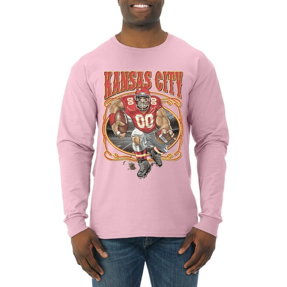 Wild Bobby,Kansas City Fan KC Fantasy Football Sports, Mens Long Sleeve Shirt, Light Pink, X-Large