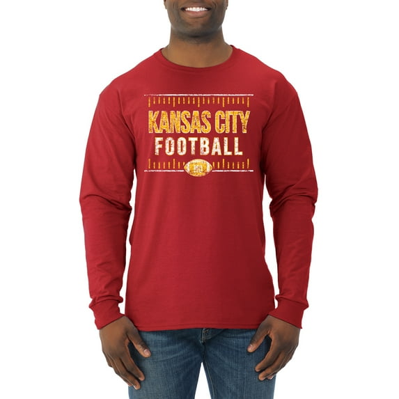 Wild Bobby Kansas City KC Hometown City Football Fan Pride Sports Men's Long Sleeve T-Shirt, Red, X-Large