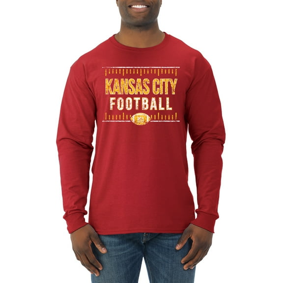 Wild Bobby Kansas City KC Hometown City Football Fan Pride Sports Men's Long Sleeve T-Shirt, Red, XX-Large