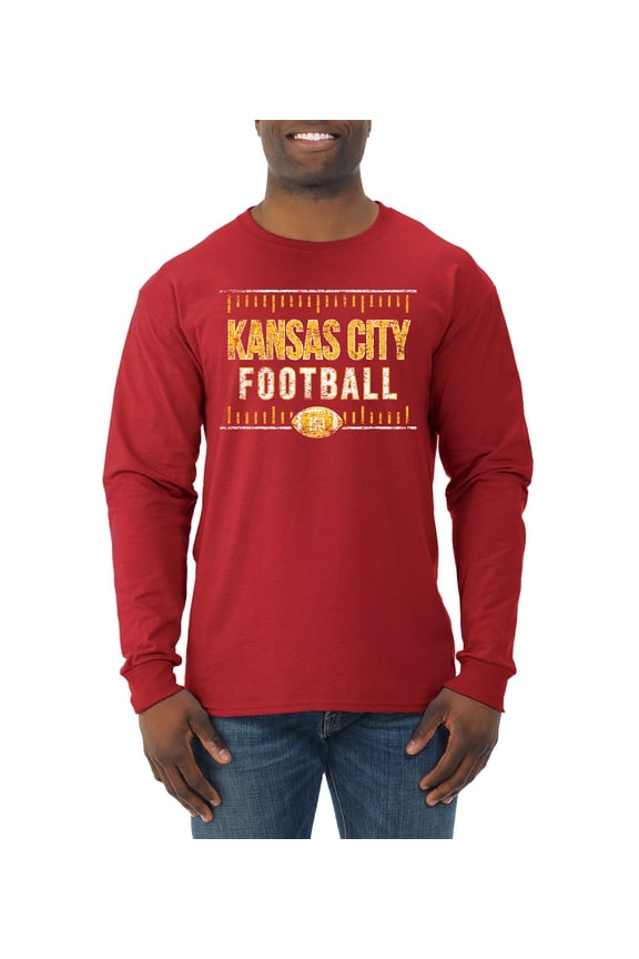 Kansas City KC Hometown City Football Fan Pride Sports Men's Long Sleeve T-Shirt, Red, XX-Large