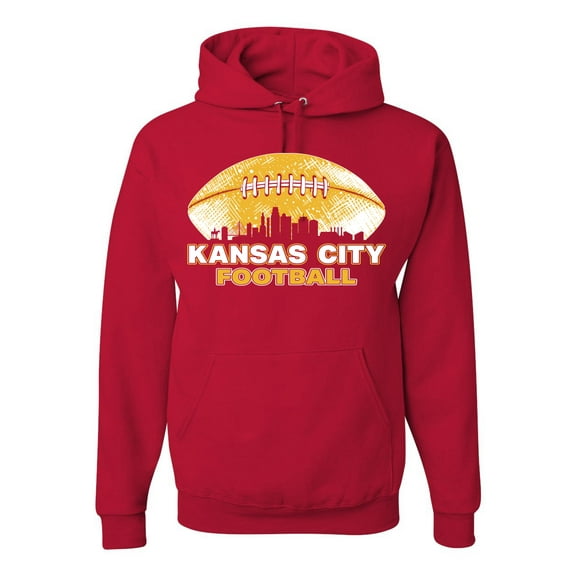 Wild Bobby Kansas Football Skyline Sports Unisex Graphic Hoodie Sweatshirt, Red, Small