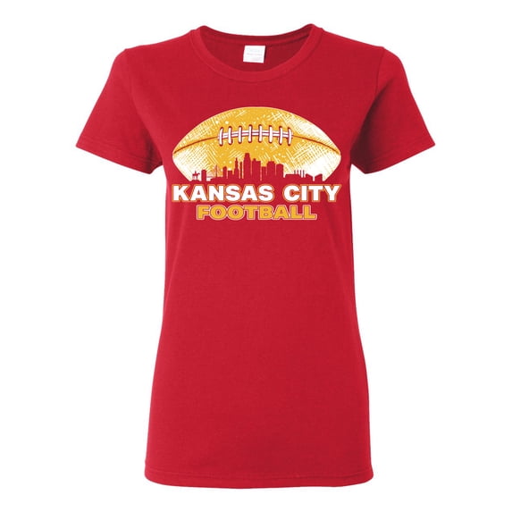 Wild Bobby Kansas Football Skyline Sports Women Graphic Tee, Red, Small