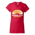 thumbnail image 1 of Wild Bobby Kansas Football Skyline Sports Women Standard V-Neck Tee, Red, XX-Large, 1 of 6