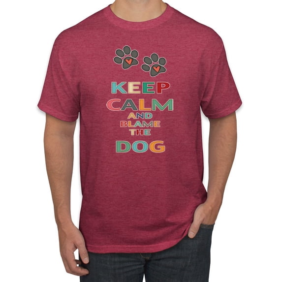 Wild Bobby, Keep Calm And Blame The Dog Dog Lover Men's Graphic T-Shirt, Vintage Heather Red, 3XL