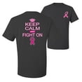 thumbnail image 1 of Wild Bobby, Keep Calm and Fight On, Breast Cancer Awareness, Front and Back Men Graphic Tee, Charcoal, 4X-Large, 1 of 4