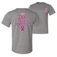 thumbnail image 1 of Wild Bobby, Keep Calm and Fight On, Breast Cancer Awareness, Front and Back Men Graphic Tee, Heather Grey, Medium, 1 of 4