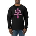 thumbnail image 1 of Wild Bobby, Keep Calm and Fight On Breast Cancer Awareness Mens Long Sleeve Shirt, Black, Small, 1 of 3