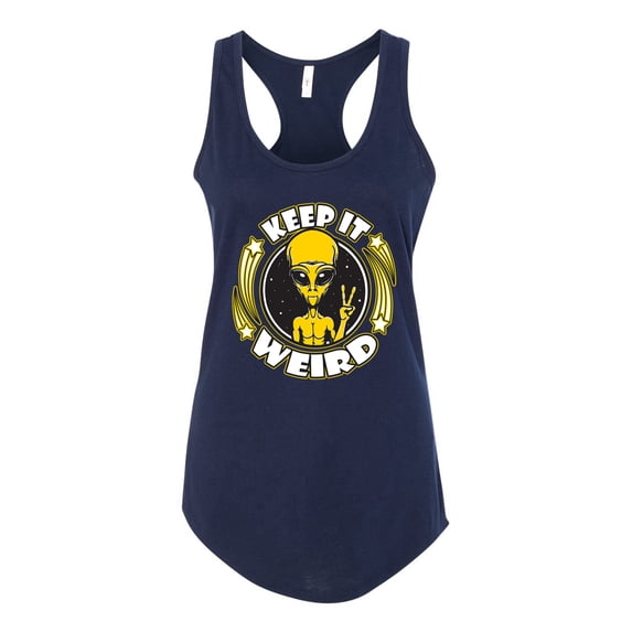 Wild Bobby Keep It Weird Alien Women Racerback Tank Top