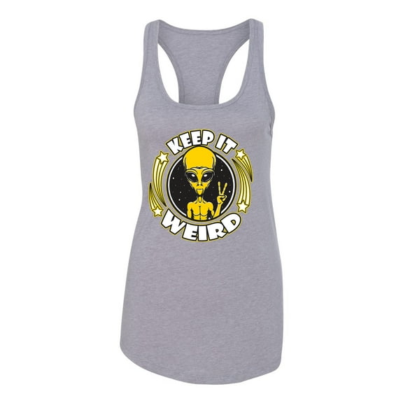 Wild Bobby Keep It Weird Alien Women Racerback Tank Top
