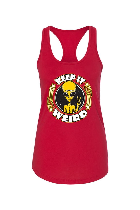 Keep It Weird Alien Women Racerback Tank Top