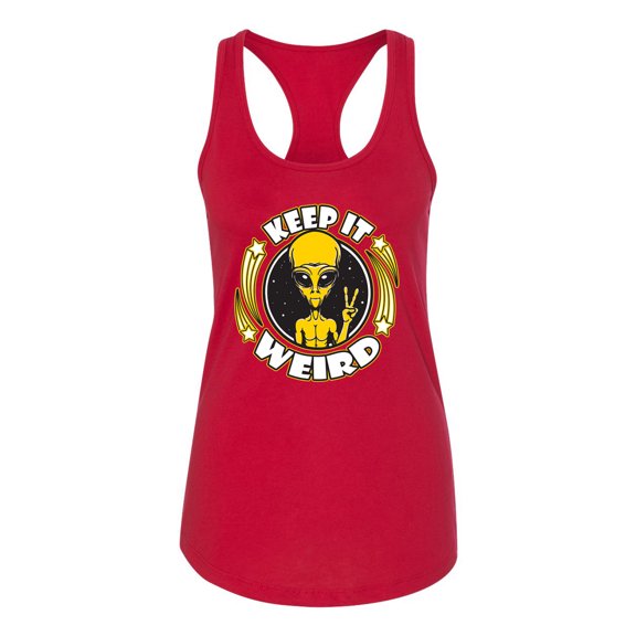Wild Bobby Keep It Weird Alien Women Racerback Tank Top