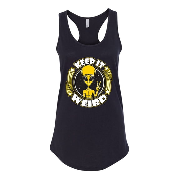 Wild Bobby Keep It Weird Alien Women Racerback Tank Top
