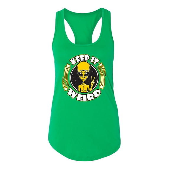 Wild Bobby Keep It Weird Alien Women Racerback Tank Top