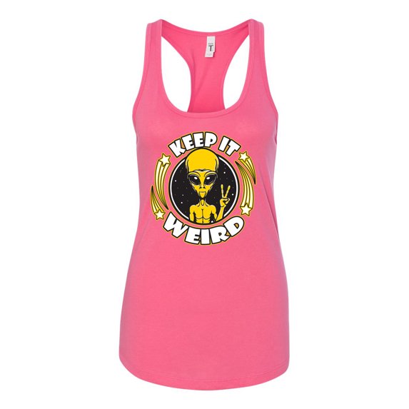 Wild Bobby Keep It Weird Alien Women Racerback Tank Top