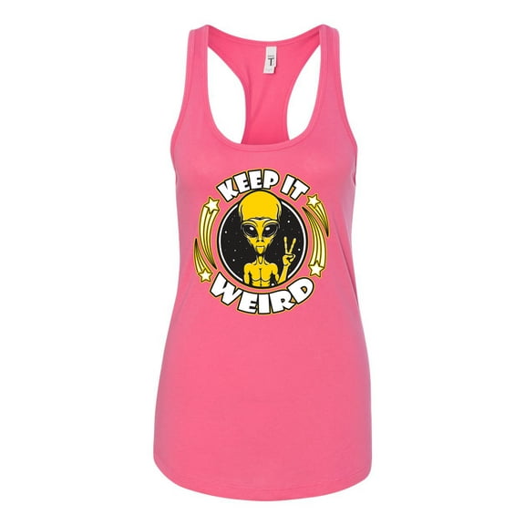 Wild Bobby Keep It Weird Alien Women Racerback Tank Top