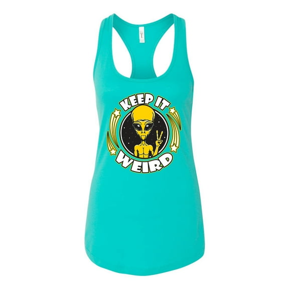 Wild Bobby Keep It Weird Alien Women Racerback Tank Top