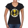 thumbnail image 1 of Wild Bobby Keep It Weird Alien Women Standard V-Neck Tee, 1 of 6
