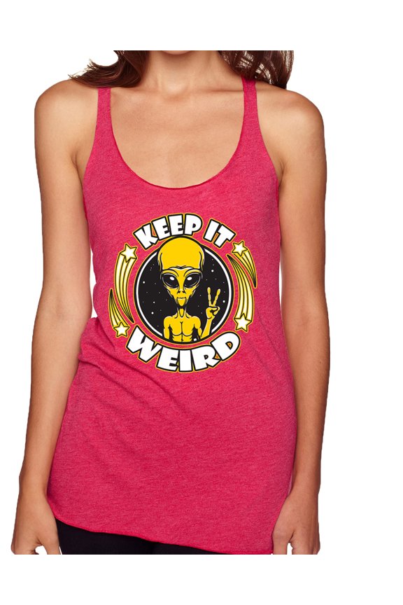 Keep It Weird Alien Women Tri-Blend Racerback Tank Top