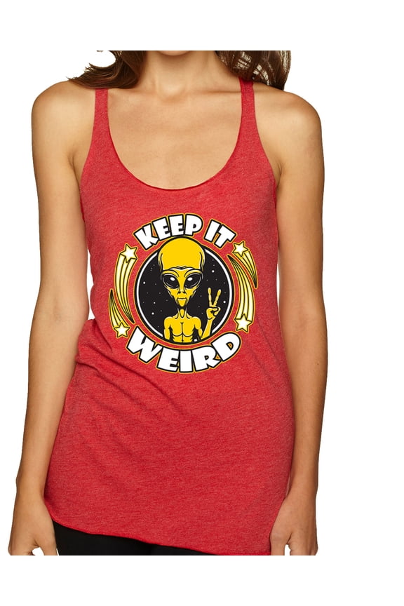 Keep It Weird Alien Women Tri-Blend Racerback Tank Top