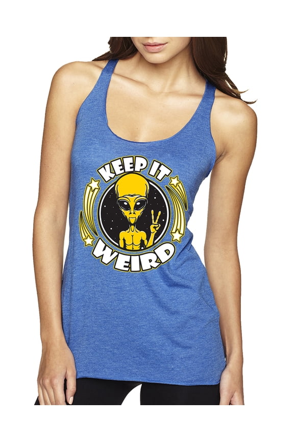 Keep It Weird Alien Women Tri-Blend Racerback Tank Top