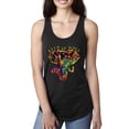 thumbnail image 1 of Wild Bobby, Keep It Wild Colorful Elephant Face Animal Lover Ladies Racerback Tank Top, Black, Small, 1 of 3