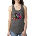 thumbnail image 1 of Wild Bobby, Keep It Wild Colorful Elephant Face Animal Lover Ladies Racerback Tank Top, Dark Grey, Medium, 1 of 3