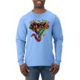 thumbnail image 1 of Wild Bobby, Keep It Wild Colorful Elephant Face Animal Lover Mens Long Sleeve Shirt, Light Blue, Small, 1 of 3