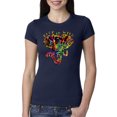 thumbnail image 1 of Wild Bobby, Keep It Wild Colorful Elephant Face Animal Lover Womens Slim Fit Junior Tee, Navy, Medium, 1 of 3
