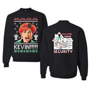 Wild Bobby Kevin's Mom Screaming Kevin! Ugly Christmas Sweater Front and Back Unisex Crewneck Sweatshirt, Black, Small