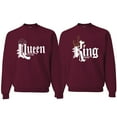 thumbnail image 1 of Wild Bobby, King And Queen Matching Valentines Day Outfit His and Hers Matching Couples Crewneck Sweatshirts, Maroon, Mens 3XL-Womens 2XL, 1 of 1