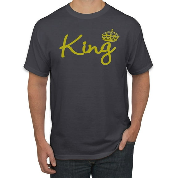 Wild Bobby, King Gold Script, Pop Culture, Men Graphic Tee, Charcoal, Large