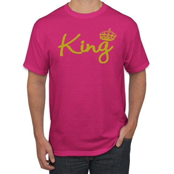 Wild Bobby, King Gold Script, Pop Culture, Men Graphic Tee, Fuschia, Medium
