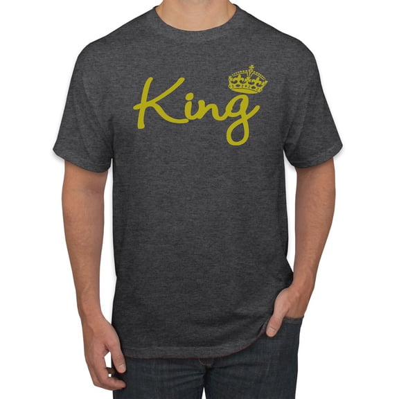 Wild Bobby, King Gold Script, Pop Culture, Men Graphic Tee, Heather Black, Large