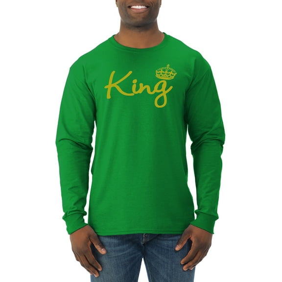 Wild Bobby, King Gold Script, Pop Culture, Men Long Sleeve Shirt, Kelly, Medium