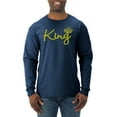 thumbnail image 1 of Wild Bobby, King Gold Script, Pop Culture, Men Long Sleeve Shirt, Vintage Heather Navy, XX-Large, 1 of 4