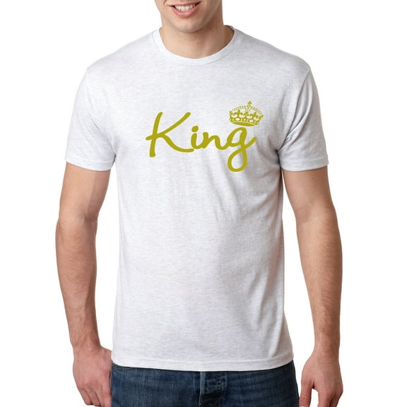Wild Bobby, King Gold Script, Pop Culture, Men Premium Tri Blend Tee, Heather White, Small