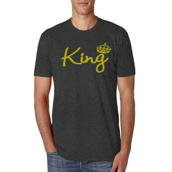 Wild Bobby, King Gold Script, Pop Culture, Men Premium Tri Blend Tee, Vintage Black, Small