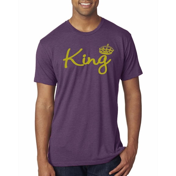 Wild Bobby, King Gold Script, Pop Culture, Men Premium Tri Blend Tee, Vintage Purple, Small