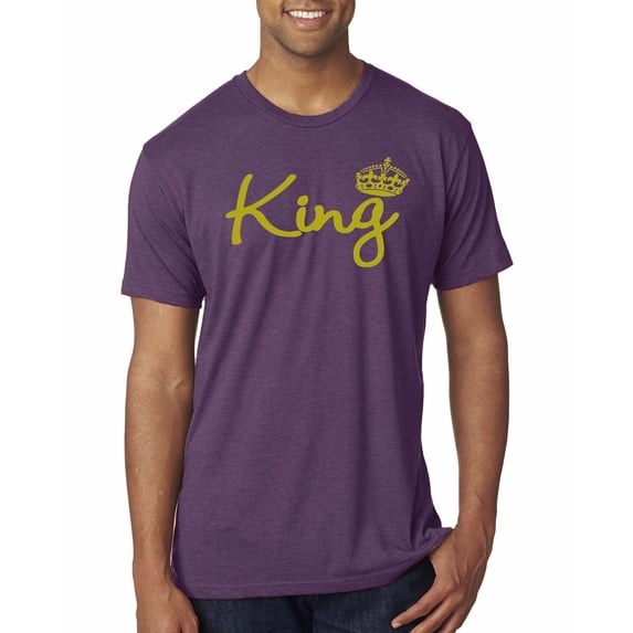 Wild Bobby, King Gold Script, Pop Culture, Men Premium Tri Blend Tee, Vintage Purple, X-Large