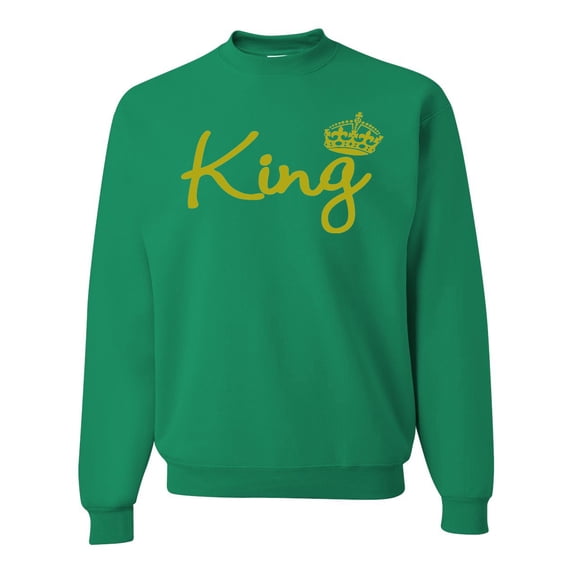 Wild Bobby, King Gold Script, Pop Culture, Unisex Crewneck Graphic Sweatshirt, Kelly, 4X-Large
