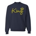 thumbnail image 1 of Wild Bobby, King Gold Script, Pop Culture, Unisex Crewneck Graphic Sweatshirt, Navy, Large, 1 of 4