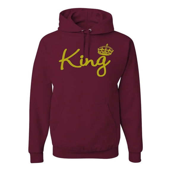 Wild Bobby, King Gold Script, Pop Culture, Unisex Graphic Hoodie Sweatshirt, Maroon, XX-Large