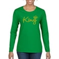 thumbnail image 1 of Wild Bobby, King Gold Script, Pop Culture, Women Graphic Long Sleeve Tee, Kelly, XX-Large, 1 of 4